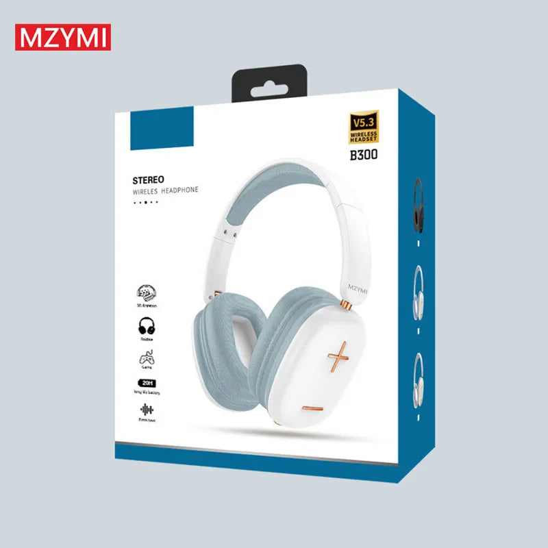 MZYMI Bluetooth Headphone B300 Over Ear Headset Foldable Wireless/Wired Sport Gaming 3D HiFi Headset For Android iOS