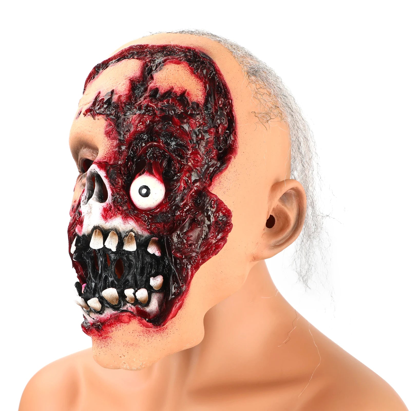 Creepy Old Man Halloween Mask Realistic Latex Scary Face Headgear for Horror Party Cosplay Role Play Terror Costume Accessory