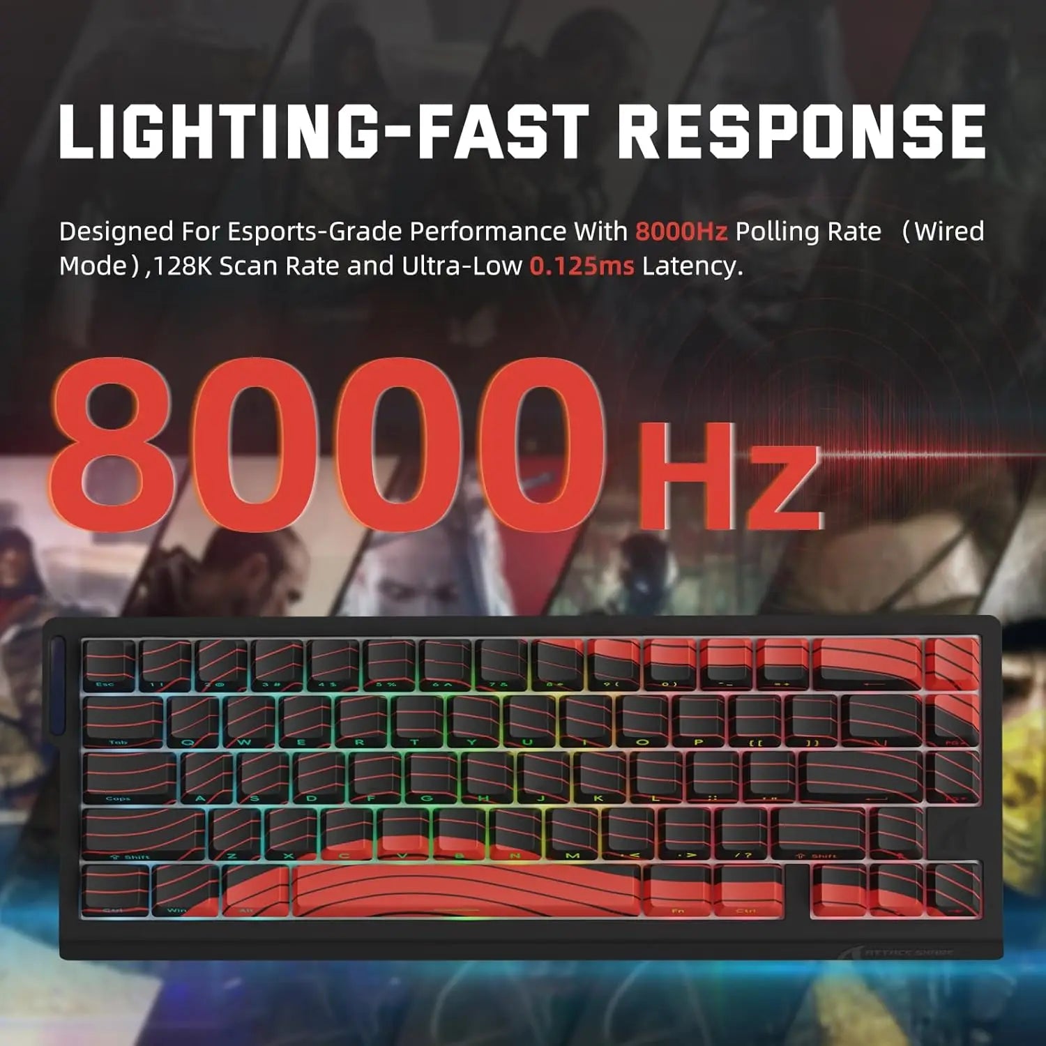 MAMBASNAKE x ATTACK SHARK X68 PRO HE Wireless Rapid Trigger Gaming Keyboard with Adjustable Actuation,8K Polling Rate