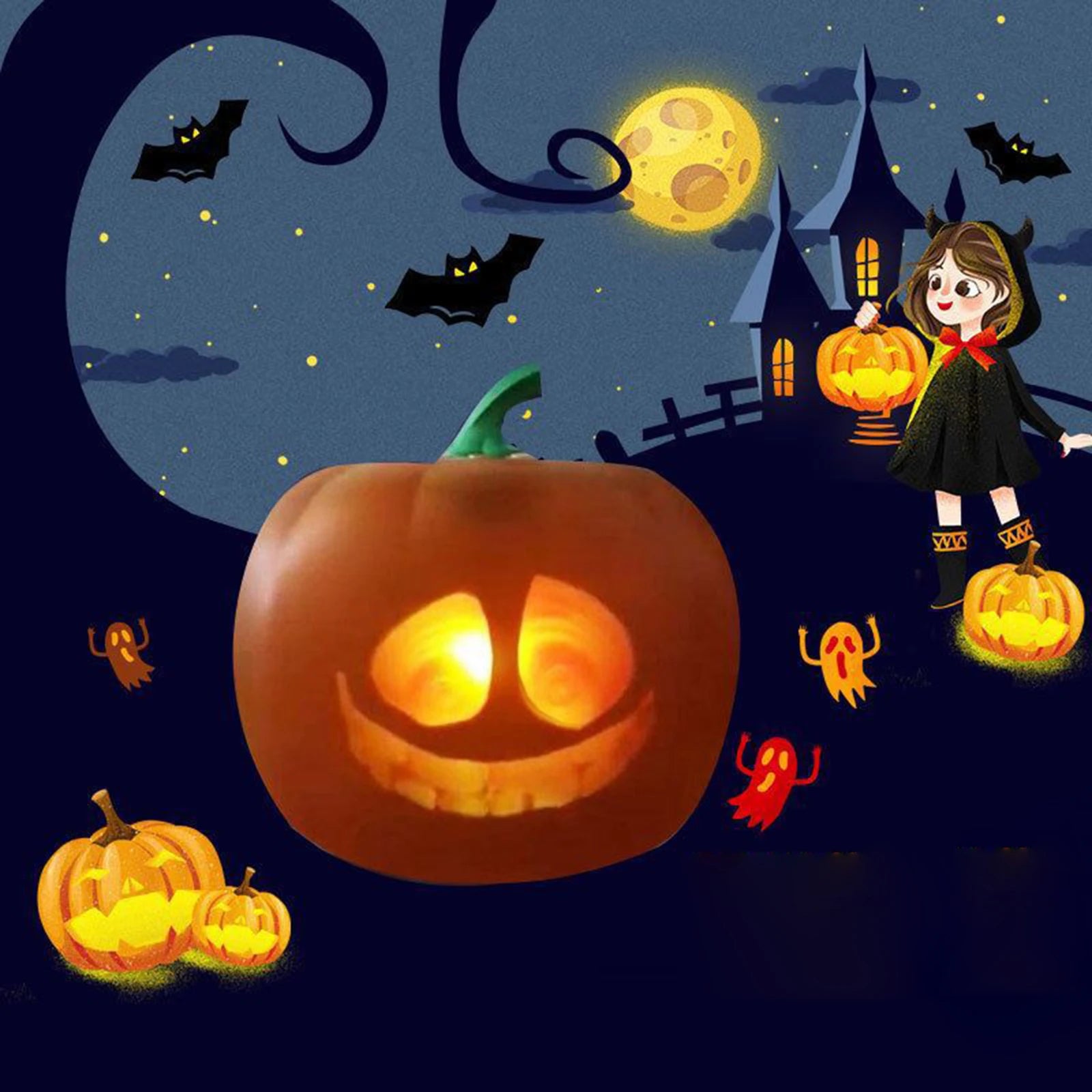 Halloween Pumpkin with Built in Video Projector Talking Singing LED Pumpkin Lamp Halloween Decoration Ornaments Party Supplies