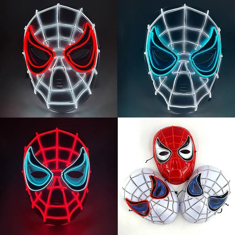2025 New Arrival Halloween Disguise Mask Cosplay Spider Full Face Mask Halloween Children Headwear Gift Luminous Led Mask