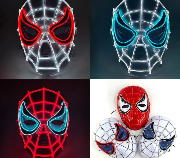 2025 New Arrival Halloween Disguise Mask Cosplay Spider Full Face Mask Halloween Children Headwear Gift Luminous Led Mask