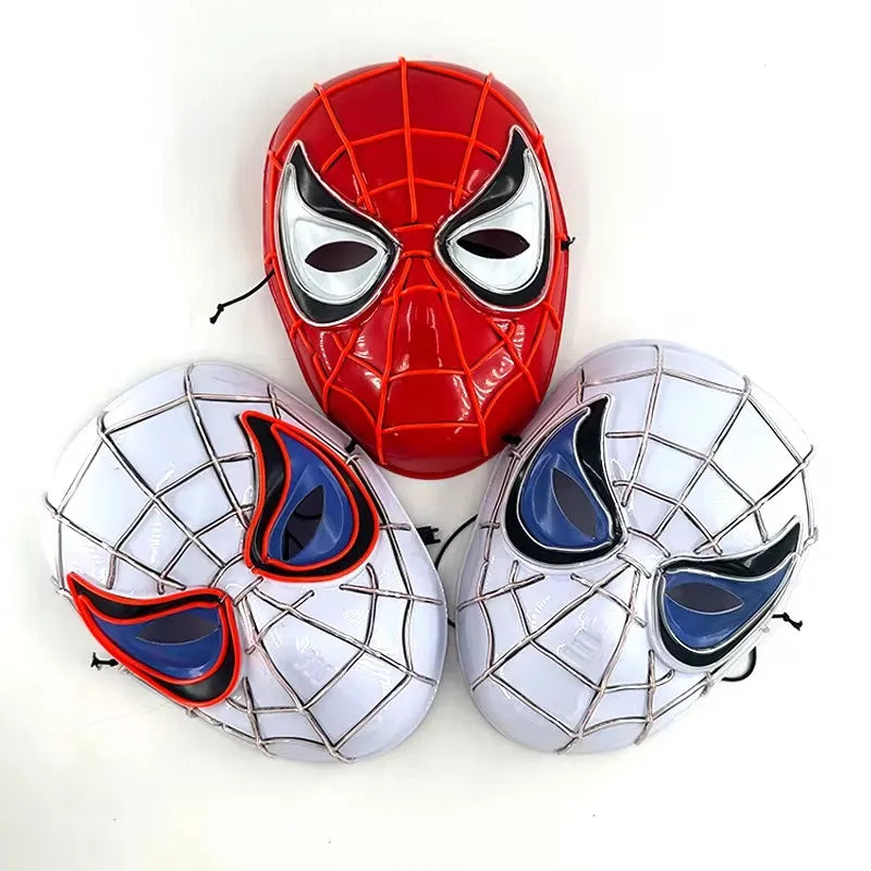 2025 New Arrival Halloween Disguise Mask Cosplay Spider Full Face Mask Halloween Children Headwear Gift Luminous Led Mask