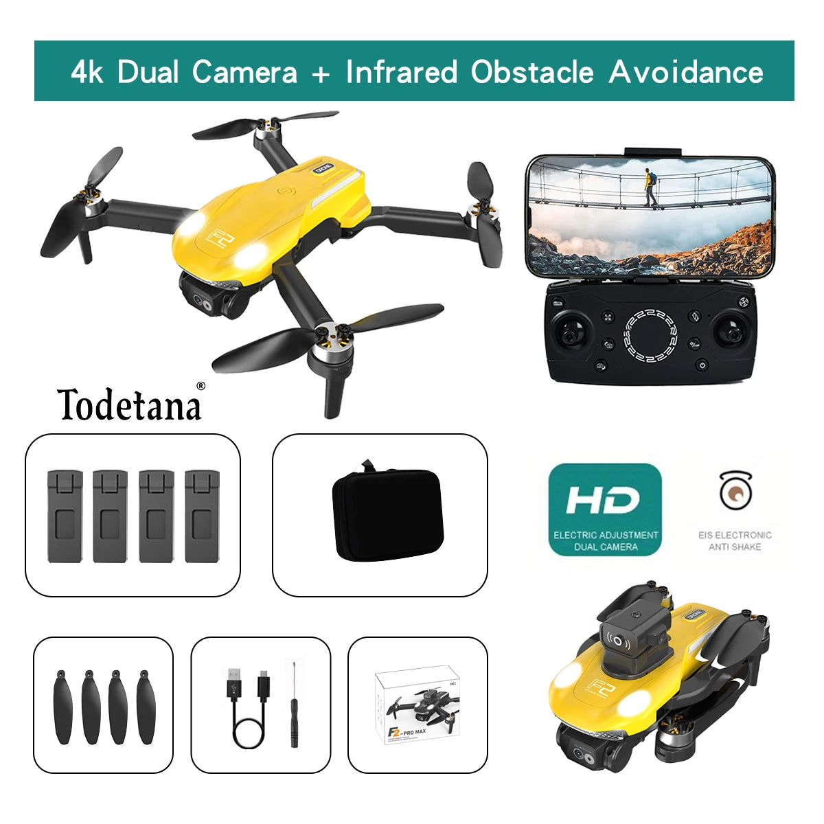 F2 Drone 4K Ultra HD Camera Long Battery Life Intelligent Flight Modes Foldable Design GPS Tracking Precision