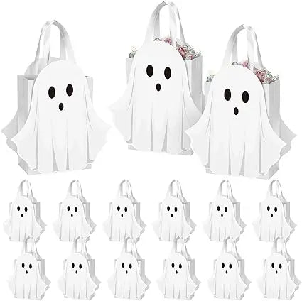 24 pcs halloween ghost paper gift bags party favor bags with handle for trick-or-treat candy goodie pastel for halloween spooky