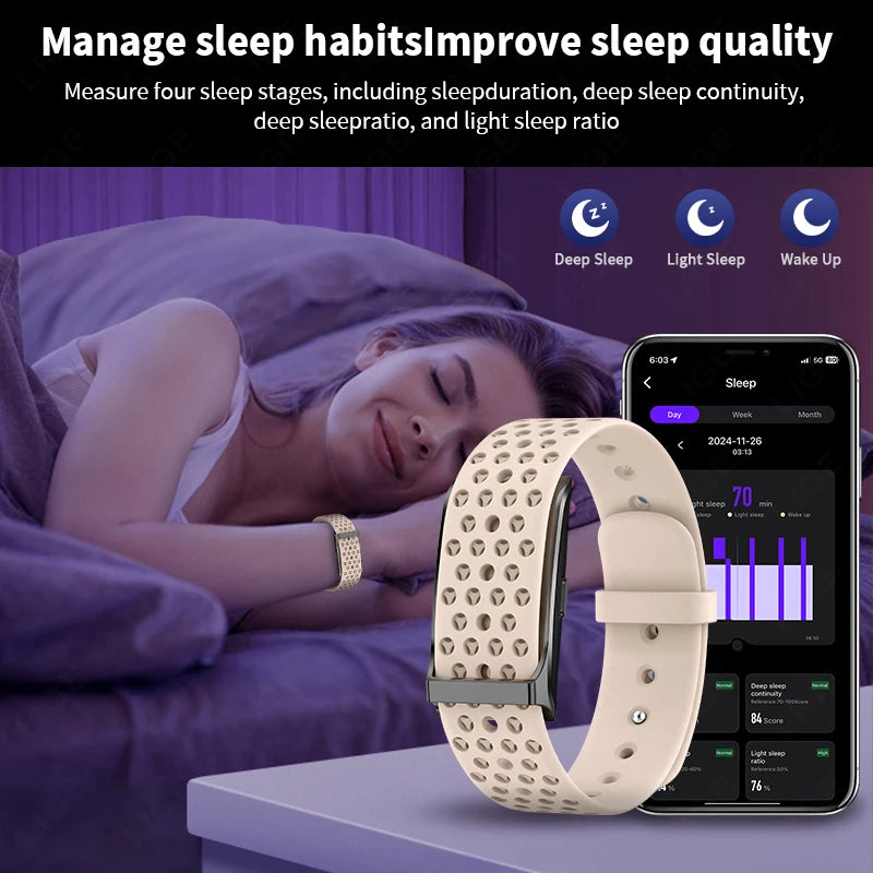 LIGE New No screen Smart Watch 20-day Ultra-long Use Time 24hours Blood Oxygen Blood Pressure Monitoring Sports Smart Bracelet