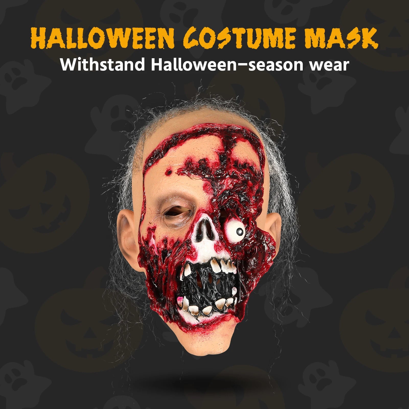 Creepy Old Man Halloween Mask Realistic Latex Scary Face Headgear for Horror Party Cosplay Role Play Terror Costume Accessory