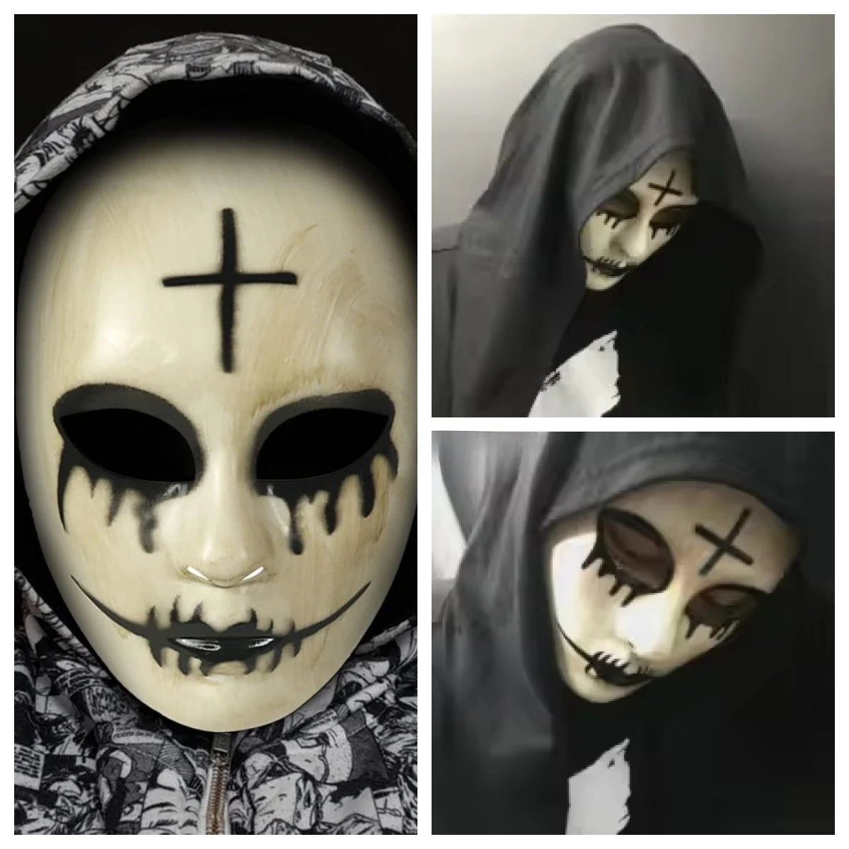 Wholesale Pack Horror Theme Mask - Scary Grin Halloween Party Props, Multi-Piece Adjustable Design, Unisex Costume Accessories