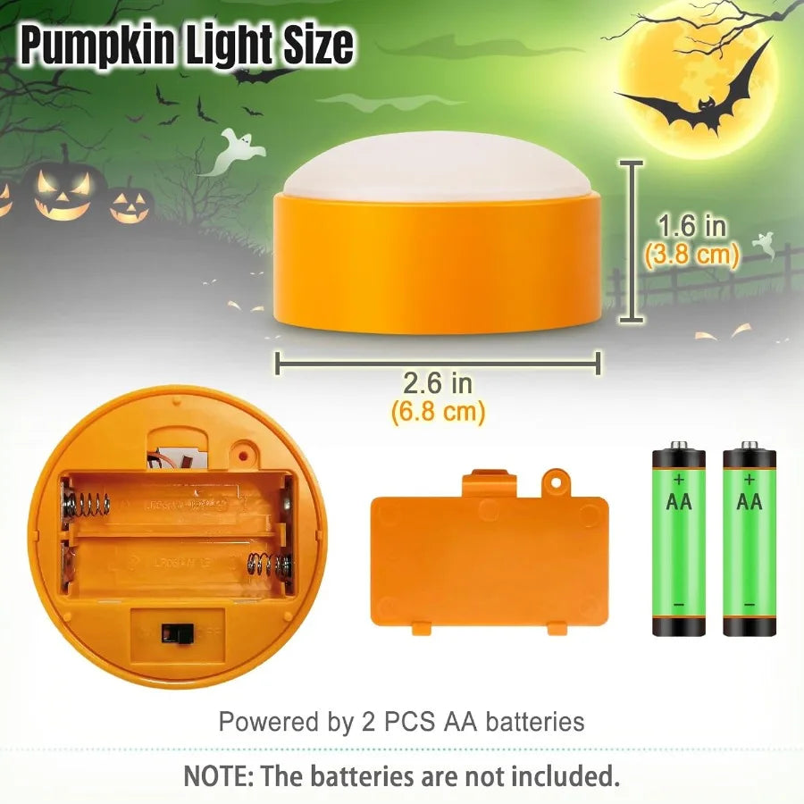 4 Pack Battery Operated Timer Halloween LED Pumpkin Lights with Remote Control for Flameless Flickering Orange Jack O Lantern D