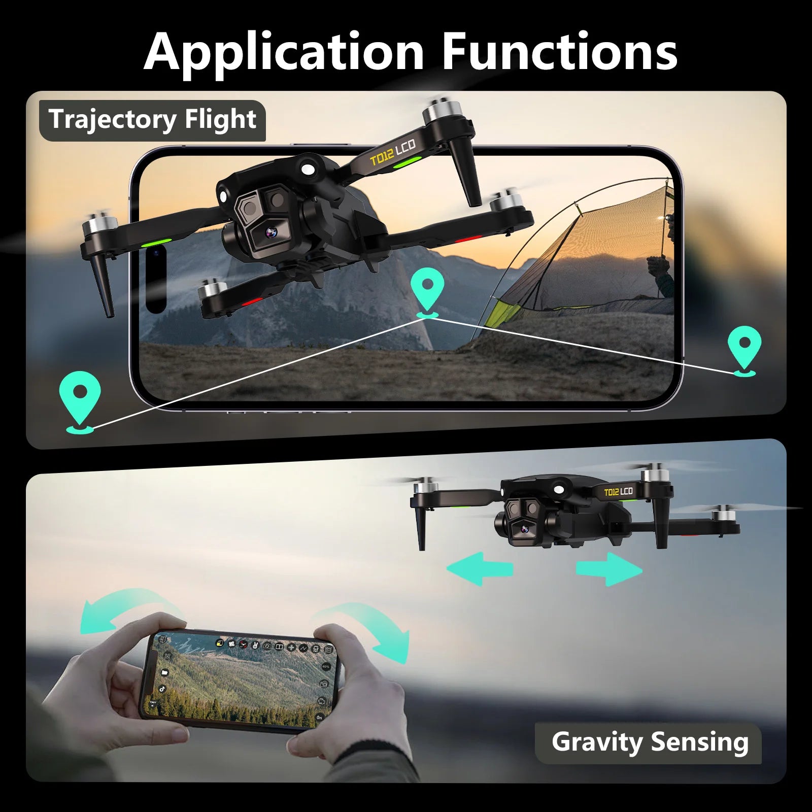 TD12LCD with Motor Brushless Drones with LCD Screen RC Optical Flow Positioning Quadcopter for Beginners
