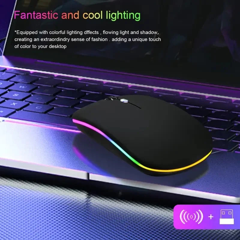 The Rechargeable Wireless Mouse, Computer Wireless Mouse, USB Mouse That Meets Ergonomics, Mute Pause, And RGB Mouse With Backli