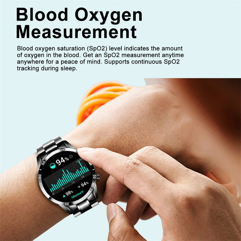 LIGE Stainless Steel Smart Watch Wrist Watch Mature Men Luxury Men Sport Fitness Bluetooth Call Mature Men's Smartwatch Outdoors