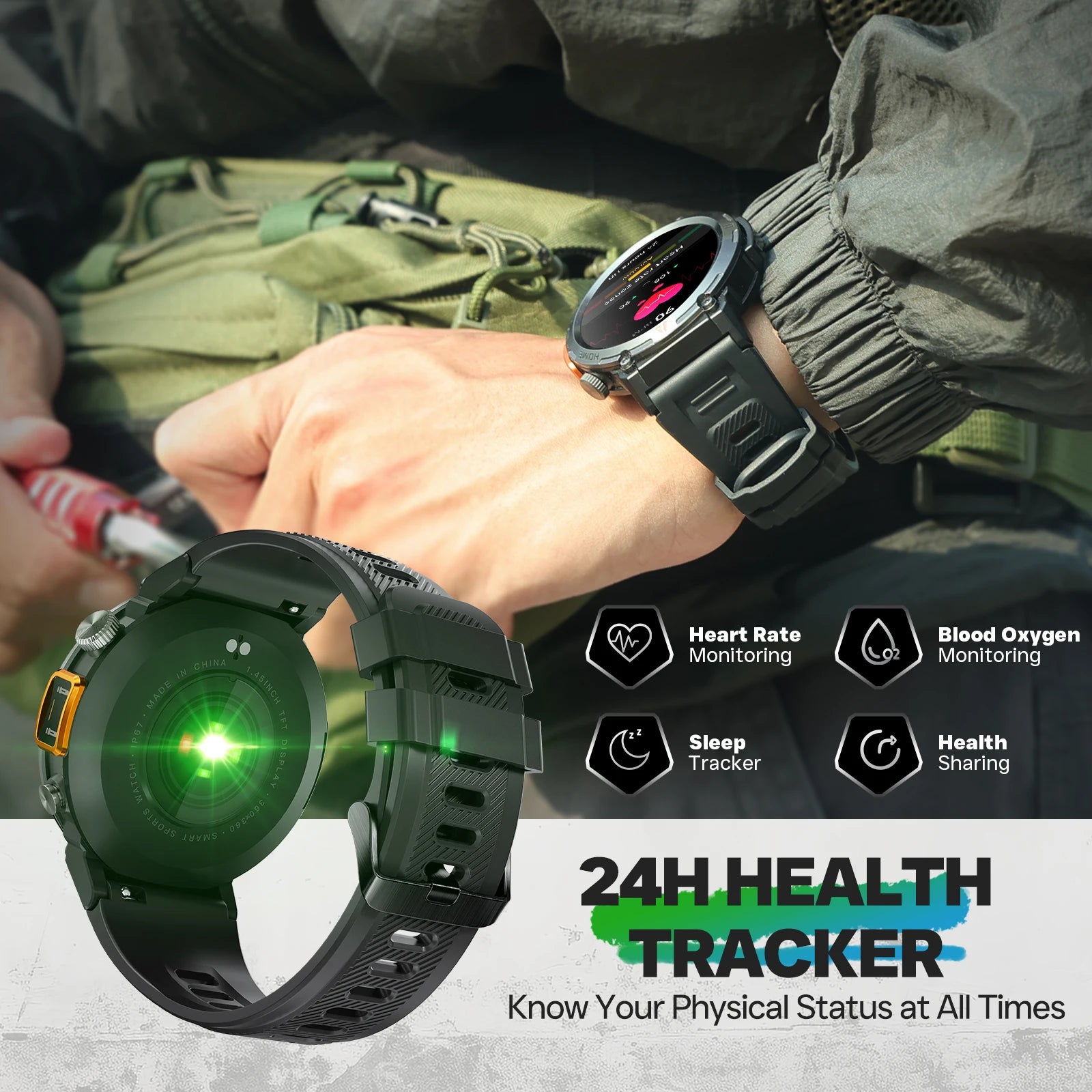 LaNikar KE3 Bluetooth Call Smart Watch Men Full Touch Screen Health Monitor Clock With Flashlight Men SmartWatch For IOS Android