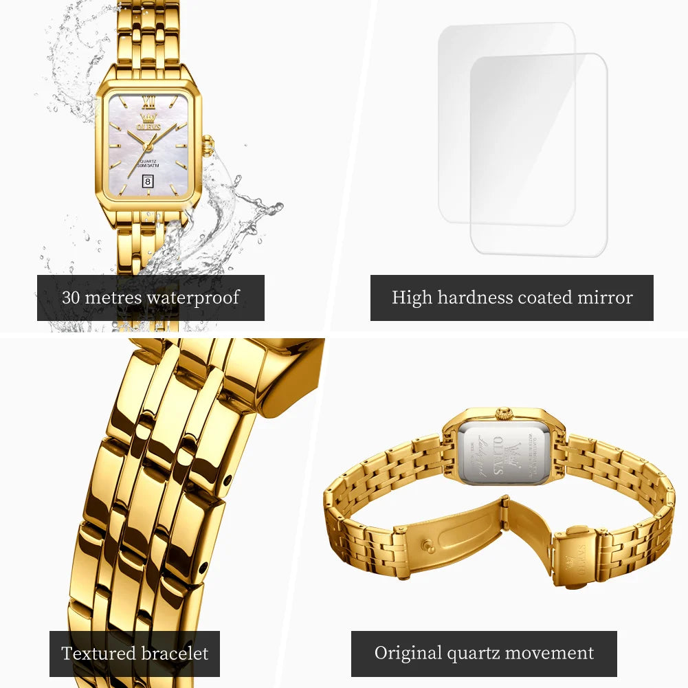 OLEVS Luxury Brands Women's Watches Trend Waterproof Simple Atmosphere Stainless Steel Quartz Wrist watch Original Certification