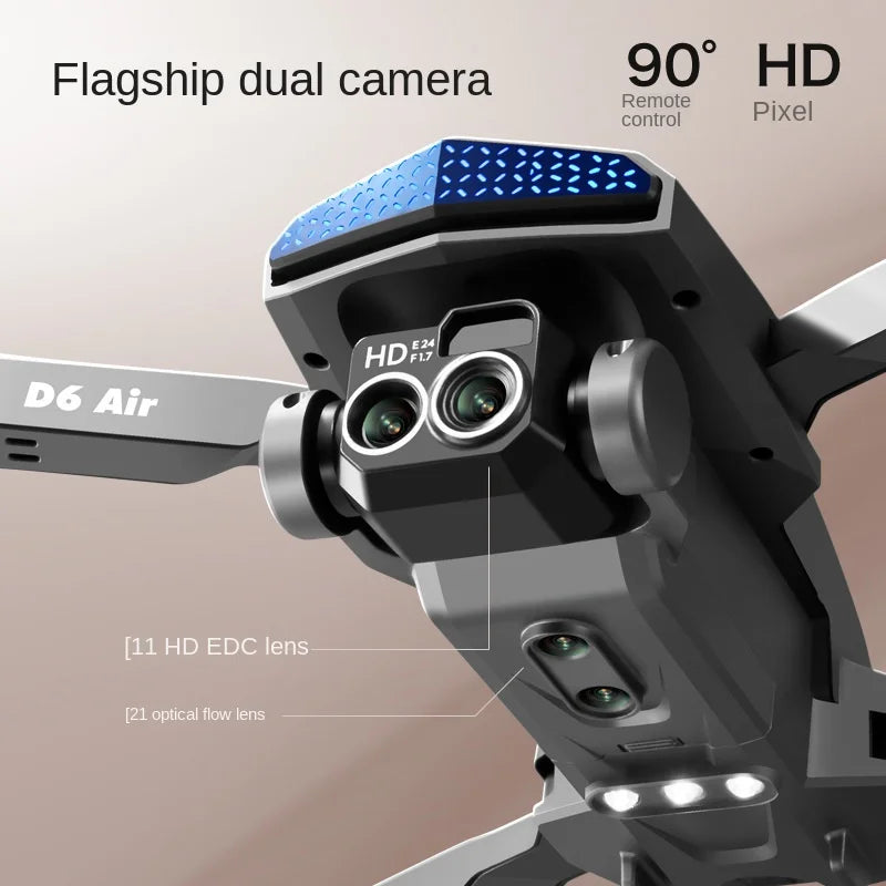 New D6 8K Drone Professional HD Dual Camera Optical Flow Localization Obstacle Avoidance WIFI FPV RC Foldable Quadcopter Toys