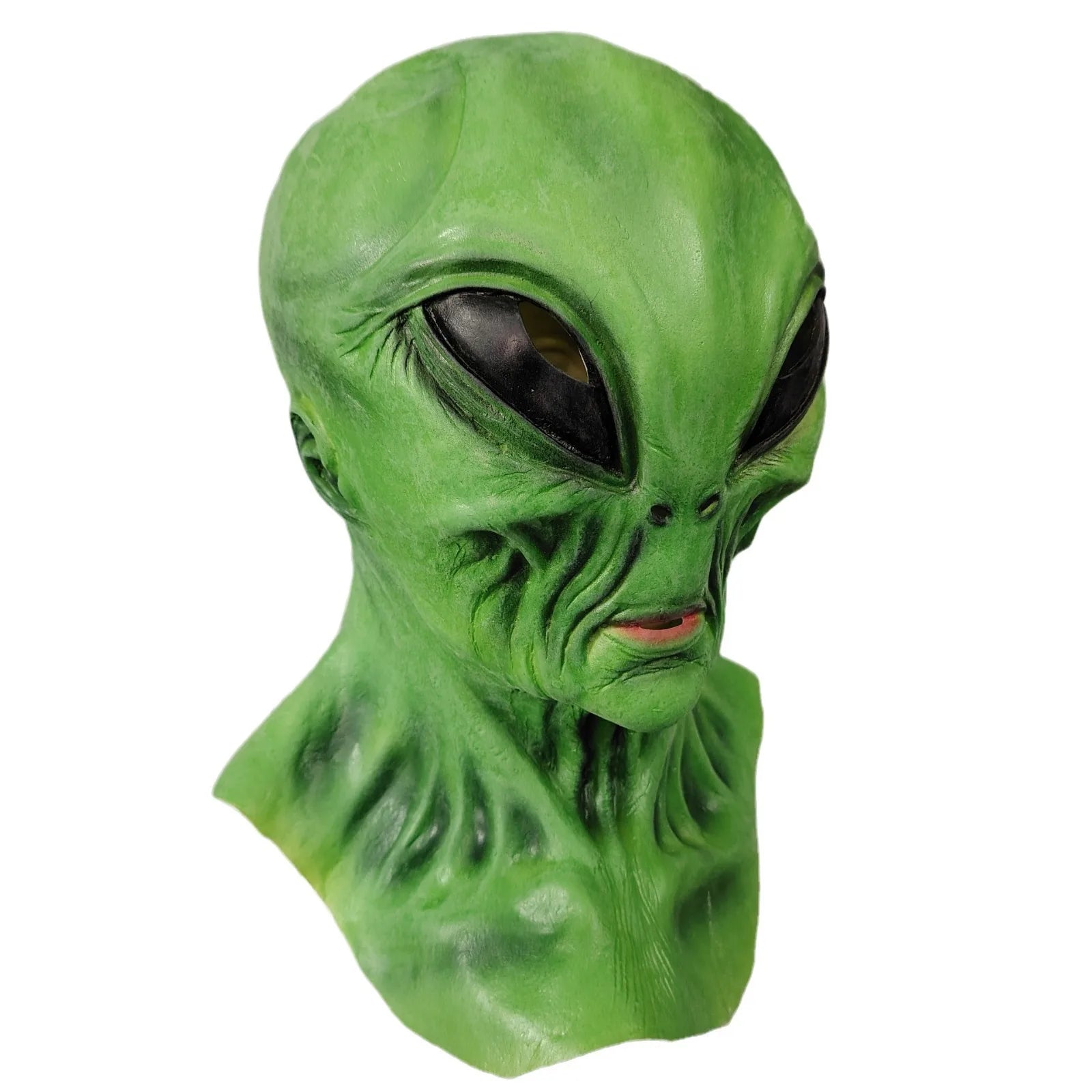 Green alien latex mask, Halloween party role play, scary and creative alien headgear, escape room haunted house COSPLAY props