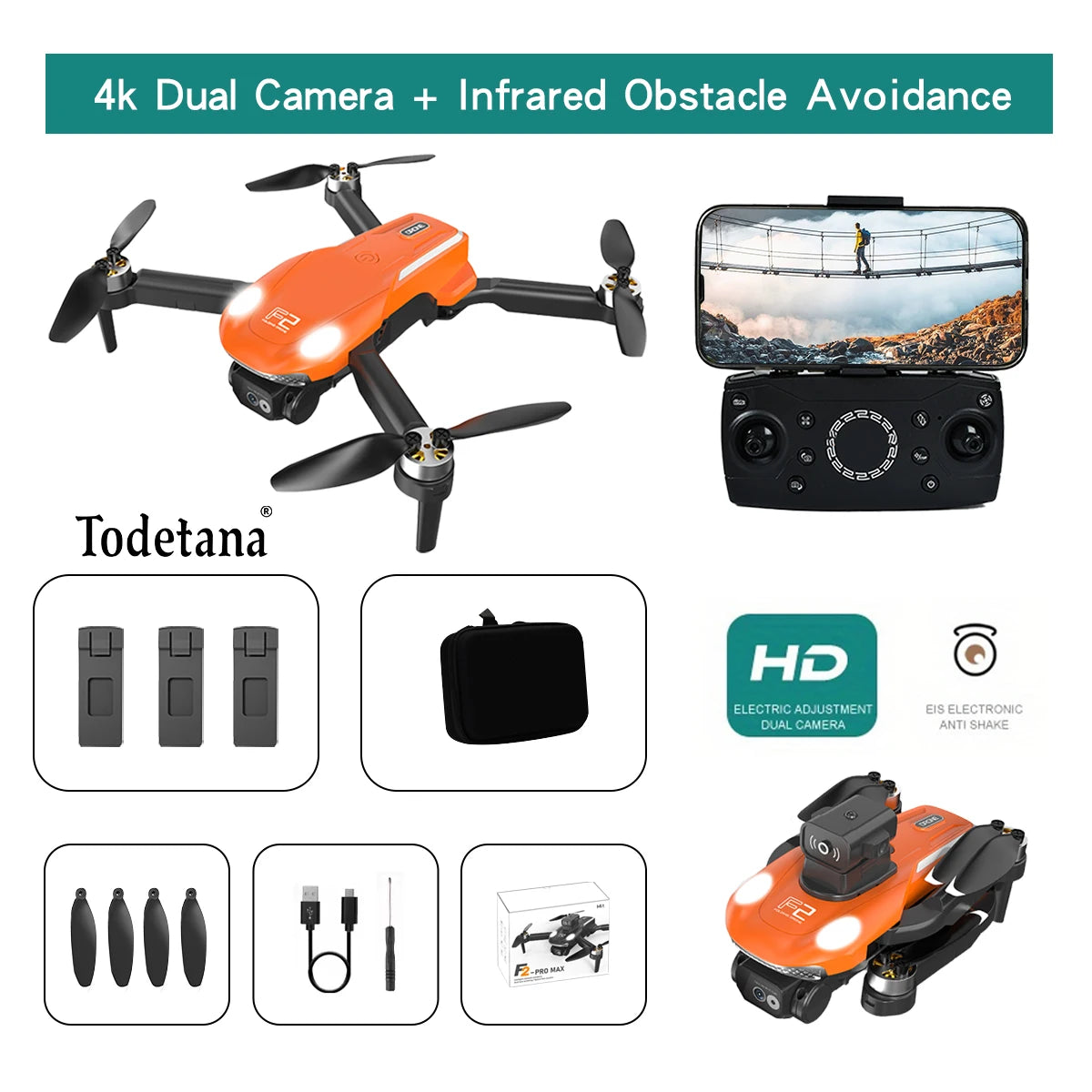 F2 Drone 4K Ultra HD Camera Long Battery Life Intelligent Flight Modes Foldable Design GPS Tracking Precision