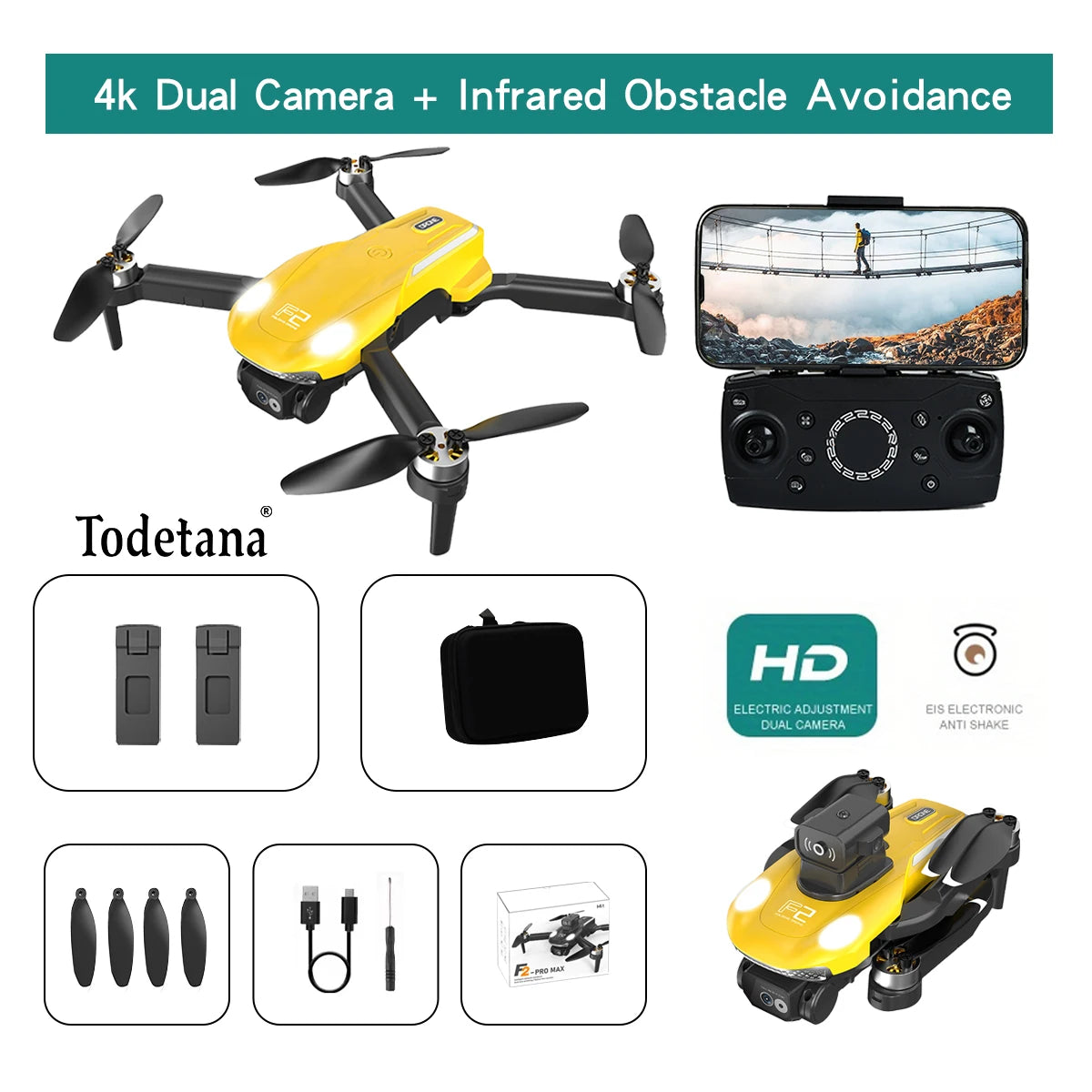 F2 Drone 4K Ultra HD Camera Long Battery Life Intelligent Flight Modes Foldable Design GPS Tracking Precision