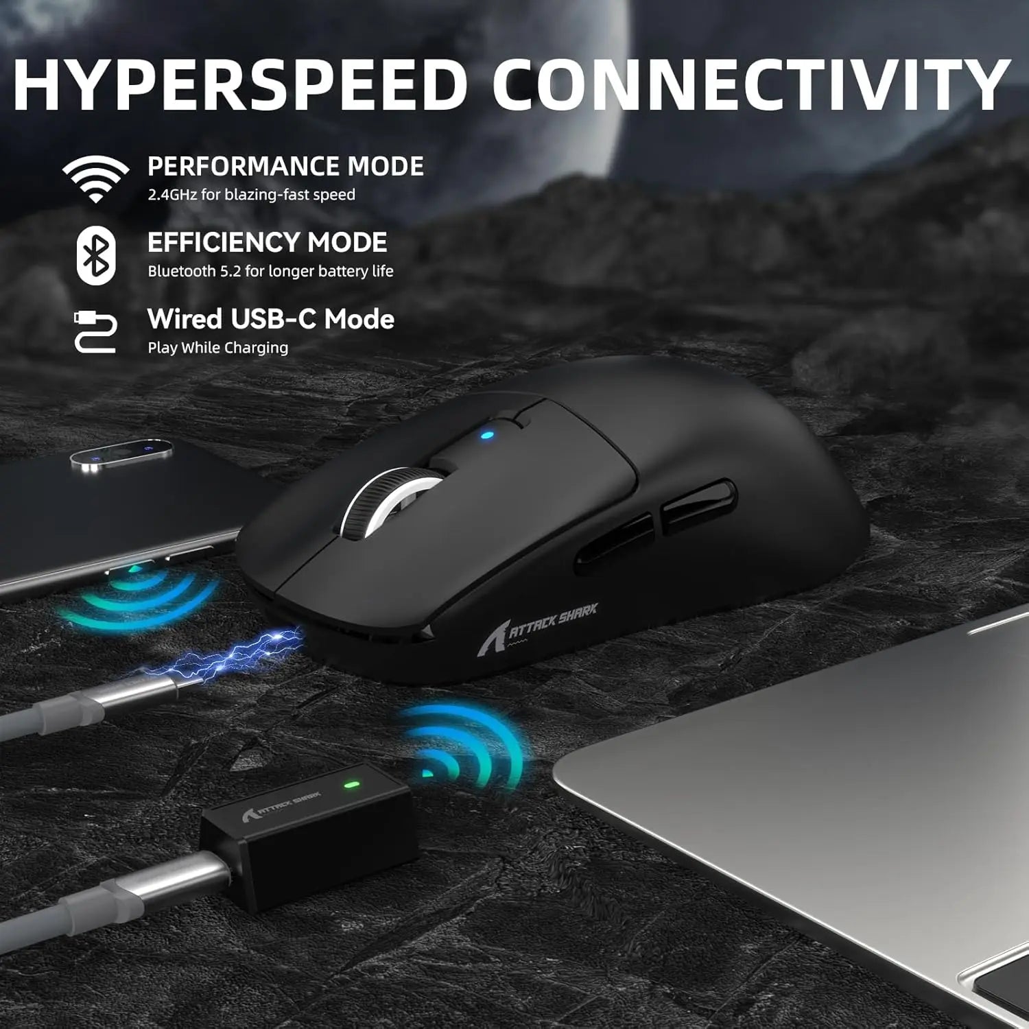 MAMBASNAKE x ATTACK SHARK R6 Wireless Gaming Mouse,PixArt PAW3950MAX 42000 DPI